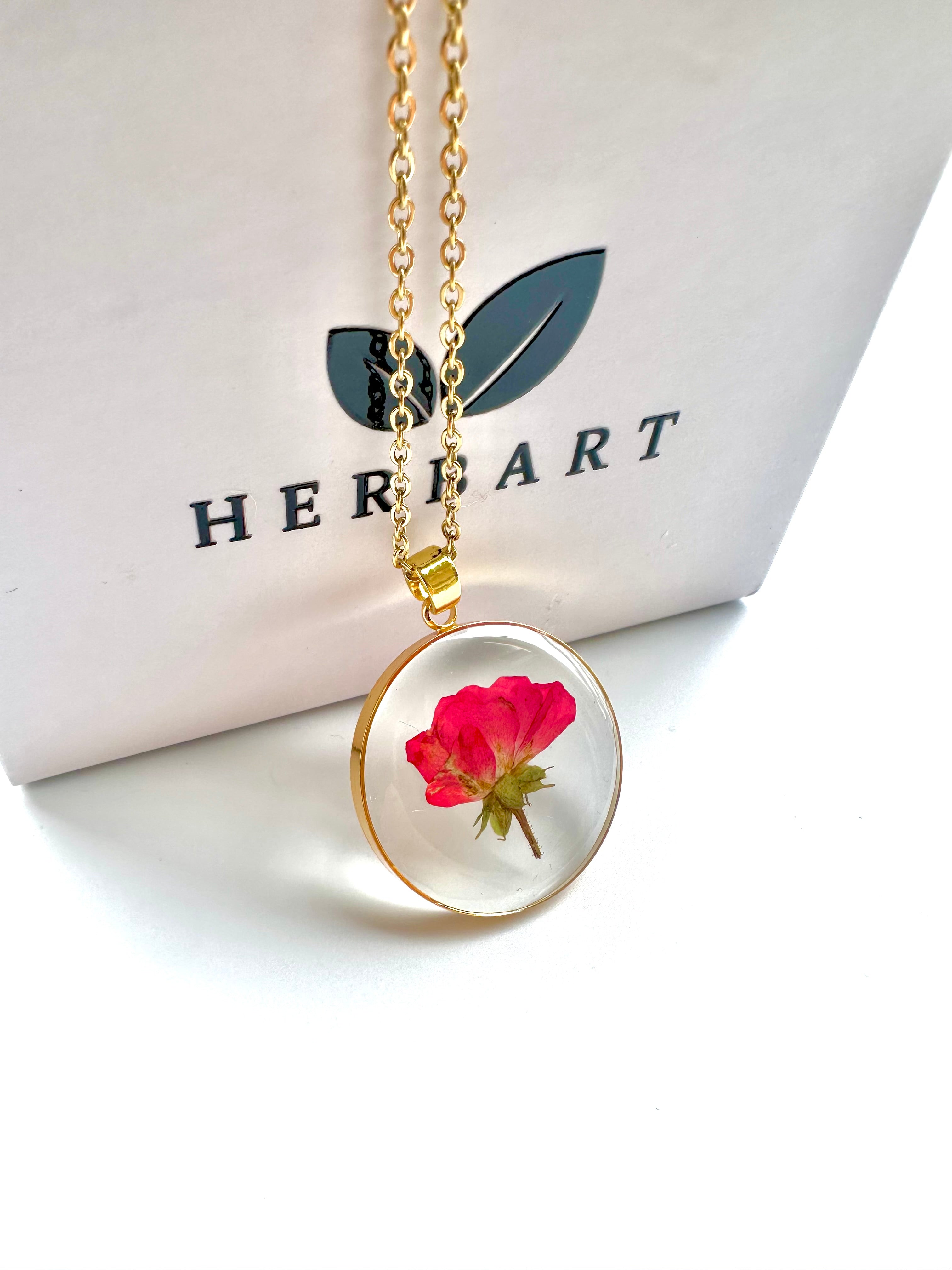 Red Rose Necklace- Rea flower Jewelry/ Stainless Steel