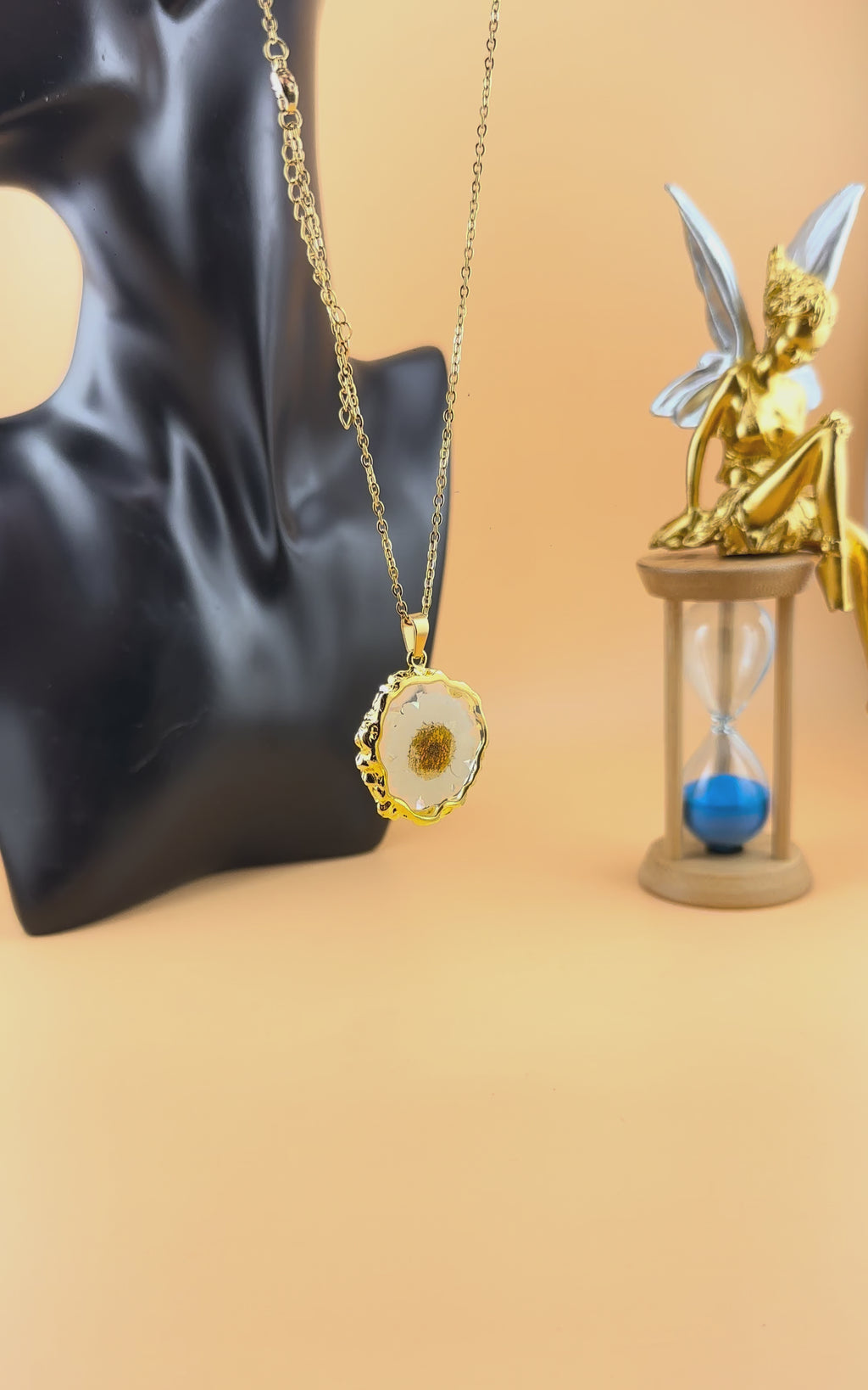Real Daisy Teardrop Necklace