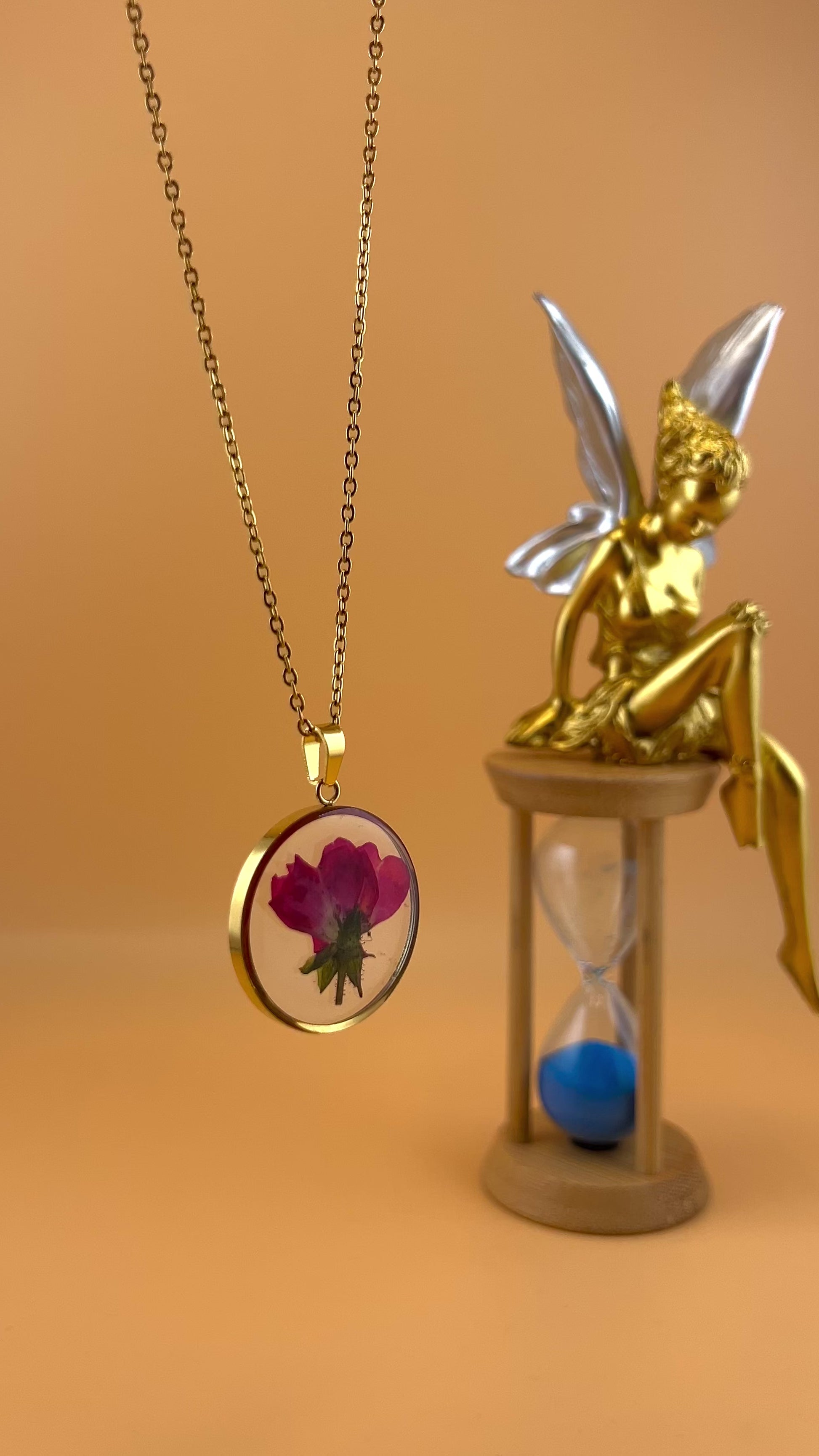 Red Rose Necklace- Rea flower Jewelry/ Stainless Steel